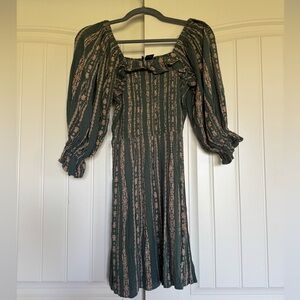 Angie Green and Gold Long Sleeve Dress